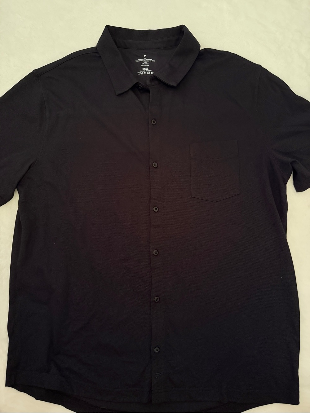 Fabletics Black Short-Sleeve Button-Up Shirt